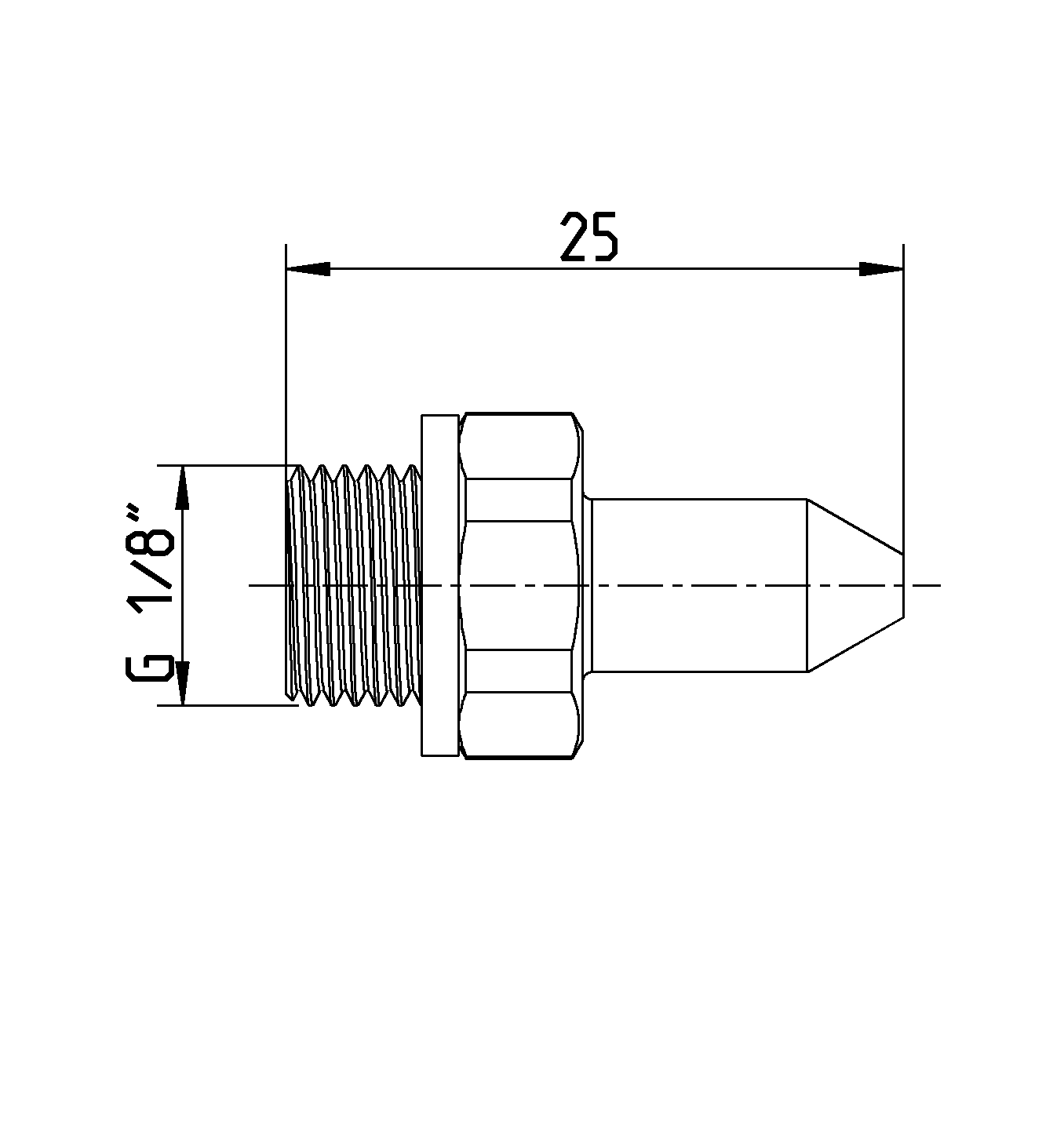 Dimesions of two-fluid jet-nozzle LMD 1/8"