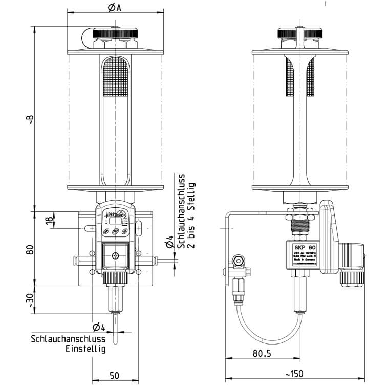 Dimensions of Chain Lubricator ecoOiler